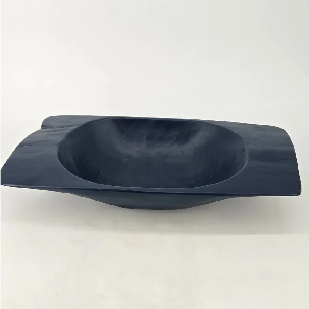 Etu Homes Dough Bowl Farmhouse Handcarved Reclaimed Wood Artisan Navy Food Safe